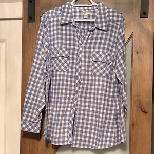Croft & Barrow Blue and White Plaid Shirt Women’s Size 1X